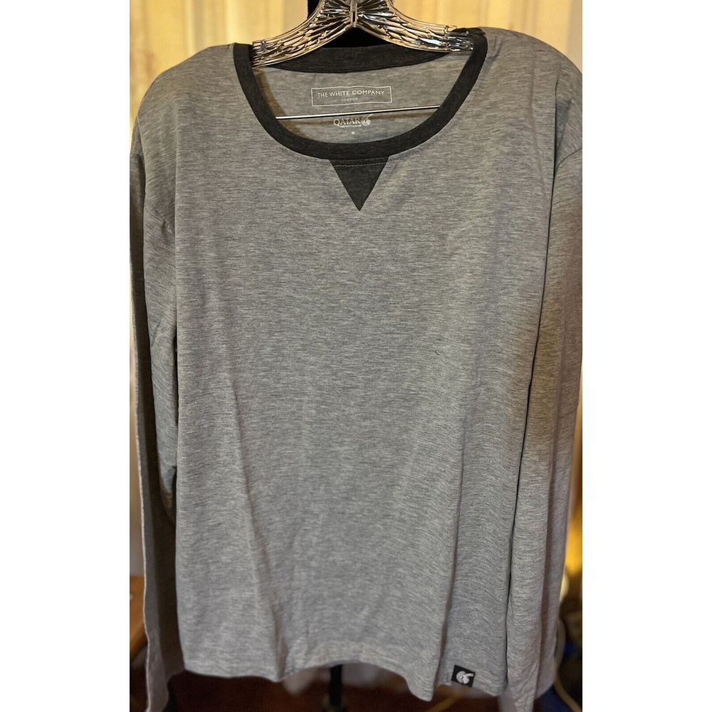 THE WHITE COMPANY LONDON Long Sleeve Cotton Pajama Set Qatar Airways Grey Med